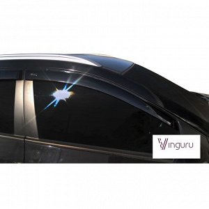 Ветровики Vinguru Hyundai ix35 2010-2016,накладные скотч к-т 4 шт., материал литьевой поликарб
