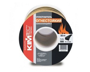 Уплотнитель для окон и дверей KimTec ОГНЕСТОЙКИЙ SD профиль 15*8мм/50 (6 в кор) (в катушке 50м)