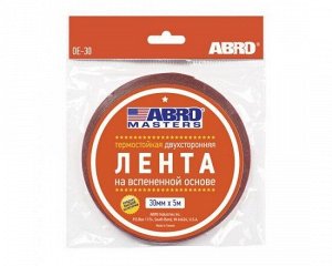 Лента двусторонняя ABRO 20мм х 5 м красная ТЕРМОСТОЙКАЯ Премиум