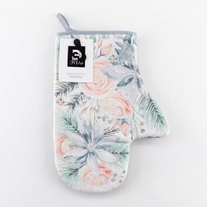 Варежка-прихватка Christmas flowers 20x27 см, саржа, 100% хлопок, ватин 250 г/м²