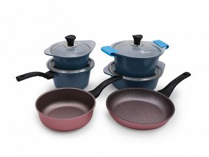 Набор посуды Ecoramic с каменным покрытием (голубой)