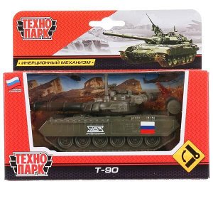 SB-16-19-T90-G-WB.19 Модель металл ТАНК Т-90, 12 см, подвиж. дет., инерц.,кор. Технопарк в кор.2*24шт