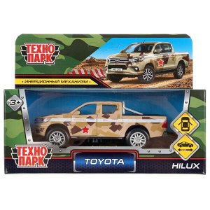 HILUX-12MIL-BN Машина металл TOYOTA hilux камуфляж 12см, открыв.двери, инерц.песочный в кор. Технопарк в кор.2*36шт