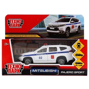 PAJEROS-12POL-WH Машина металл "mitsubishi pajero sport полиция" 12см, инерц., белый в кор. Технопарк в кор.2*36шт