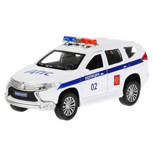 PAJEROS-12POL-WH Машина металл "mitsubishi pajero sport полиция" 12см, инерц., белый в кор. Технопарк в кор.2*36шт