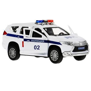 PAJEROS-12POL-WH Машина металл "mitsubishi pajero sport полиция" 12см, инерц., белый в кор. Технопарк в кор.2*36шт