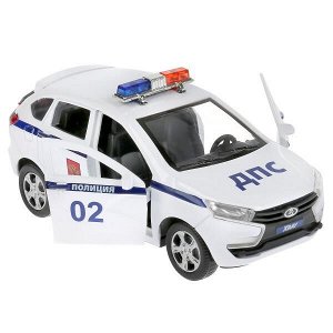 XRAY-12POL-WH Машина металл "lada xray полиция" 12см, открыв. двери, инерц., белый в кор. Технопарк в кор.2*36шт