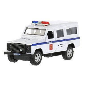 DEFENDER-12POL-WH Машина металл land rover defender полиция 12см,откр.двери,инерц.,белый в кор. Технопарк в кор.2*36шт