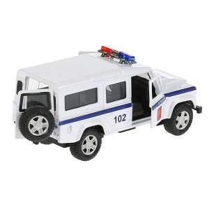DEFENDER-12POL-WH Машина металл land rover defender полиция 12см,откр.двери,инерц.,белый в кор. Технопарк в кор.2*36шт