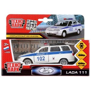 SB-16-67-P(W)-WB Машина металл LADA 111 полиция 12см, инерц., открыв. двери и багажник в кор. Технопарк в кор.2*24шт