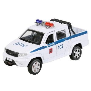 PICKUP-P-WH Машина металл "uaz pickup полиция" 12см, открыв. двери, инерц, белый в кор. Технопарк в кор.2*36шт