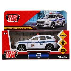 XC60-12POL-WH Машина металл "volvo xc60 r-desing полиция" 12см,откр.двери,инерц.,белый в кор Технопарк в кор2*36шт