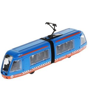 SB-17-51-O-WB(IC) Модель металл трамвай новый с гармошкой,19см,свет+звук,инерц.,откр.двери в кор Технопарк в кор2*24шт