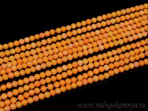 Бусины из коралла оранжевого шарик 3мм, 41,5см, 140 бусин.