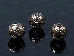 Бусина металлическая шарик 10мм, цв.черный никель,отверстие 1мм(упаковка 10шт)