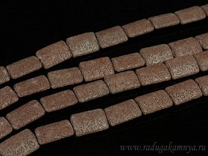 Бусины из лавы прямоугольник 28*20 мм, цв.шоколадный 38см, 14 бусин