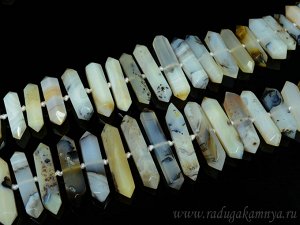Бусины для рукоделия из агата кристаллы 11-28*12-58мм, 37см, 27 бусин