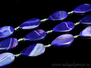 Бусины из агата тонированного т.капля 25*50мм цв.фиолетовый, 42см, 7 бусин