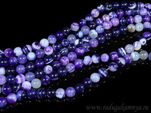 Бусины из агата тонированного шарик 8мм цв.фиолетовый, 37см, 46 бусин