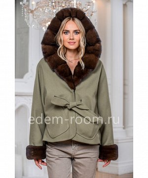 Пальто - пончо с капюшоном из норкиАртикул: AL-167-2-70-Z-N