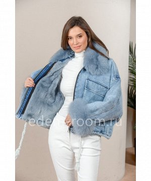 Голубая джинсовая куртка с мехомАртикул: 118-65-GL-GL-P