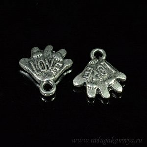 Подвеска Перчатка 17*19мм, цв.античное серебро (упаковка 5 штук).