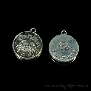 Подвеска Знак зодиака "Рак" 17*20мм, цв.античное серебро.
