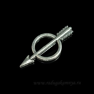 Подвеска знак"Движение духа" 13*29мм, цв.сталь (упаковка 50шт)