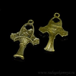 Подвеска Цветы в вазе 18*28мм цв.латунь (упаковка 5 штук).
