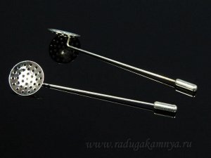 Основа для броши, бутоньерки 18*85мм, цв.серебристый