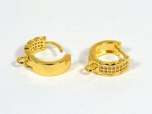 Швензы с замком конго и фианитами 14*5мм цв.золотистый, 1пара