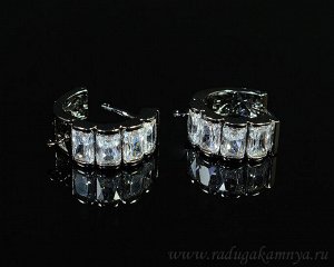 Швензы с замком конго с цирконами 20*7мм черненые, 1пара.