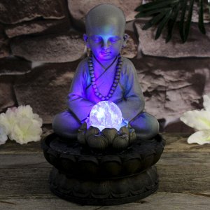 Фонтан настольный полистоун от сети свет "Маленький будда - медитация" 30х20х20 см