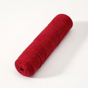 Шнур для вязания без сердечника 100% хлопок, ширина 2мм 100м/95гр (2172 бордовый) МИКС