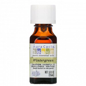 Aura Cacia, 100%-ное чистое эфирное масло, винтергрен, 0,5 ж. унц. (15 мл)