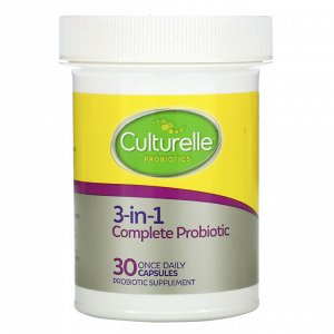 Culturelle, Probiotics, 3-in-1 Complete Probiotic with Omega 3s, 30 Once Daily Capsules