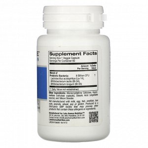 Lake Avenue Nutrition, Смесь пробиотиков Acidophilus и Bifidus, 8 млрд КОЕ, 60 растительных капсул