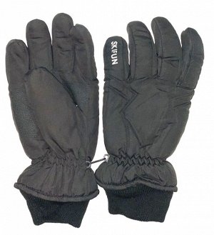 Перчатки Черные зимние перчатки с манжетами и белой надписью  №4487