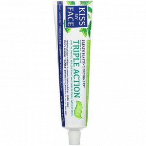 Kiss My Face, Triple Action Toothpaste with Tea Tree Oil, Xylitol &amp; Aloe, Fluoride Free, Cool Mint Gel, 4.5 oz (127.6 g)