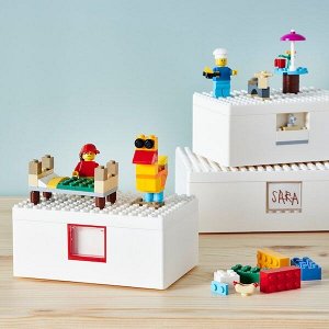 БЮГГЛЕК LEGO® контейнер с крышкой, 3 шт., белый
