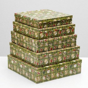Набор коробок 5 в 1 "Рождественский переполох", 34 х 34 х 9 - 26 х 26 х 5 см