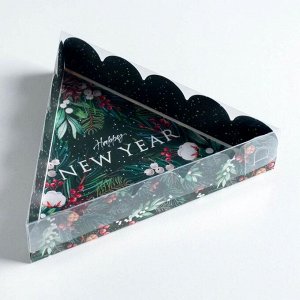 Коробка для кондитерских изделий с PVC крышкой Happy New Year, 18 х 3 см
