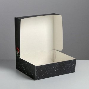 Коробка для десертов «Счастья и любви» чёрная 20х17х6 см