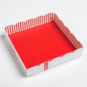 Коробка для кондитерских изделий с PVC крышкой «С Новым годом!», 15 х 15 х 3 см