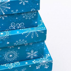 Набор коробок 5 в 1 "Снежинки на голубом", 12 х 12 х 9 - 6 х 6 х 3 см