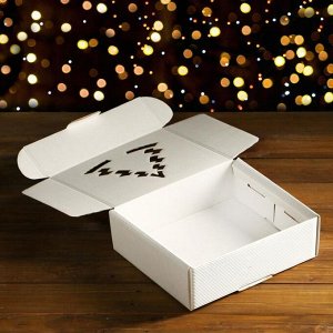 Подарочная коробка, белая, сборная, 29 х 25 х 9,5 см