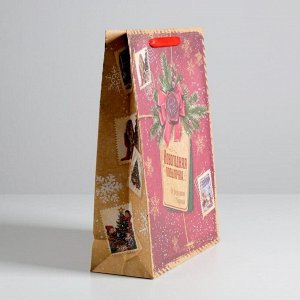Пакет крафтовый вертикальный «Новогодняя посылочка от Дедушки Мороза», L 31 ? 40 ? 9 см