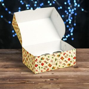 Коробка на 6 капкейков "Новогодний декор", 25 х 17 х 10 см