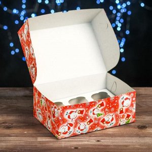 Коробка на 6 капкейков "Новогодняя почта", 25 х 17 х 10 см