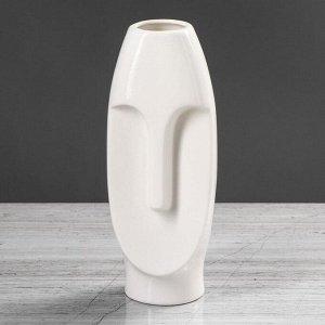 Ваза керамика настольная "Лицо", глянец, белая, 26 см